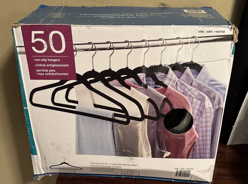 Set of 50 Non-Slip Premium Flocked Velvet Hangers For Suit/Shirt/Pants
